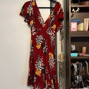 Red floral dress